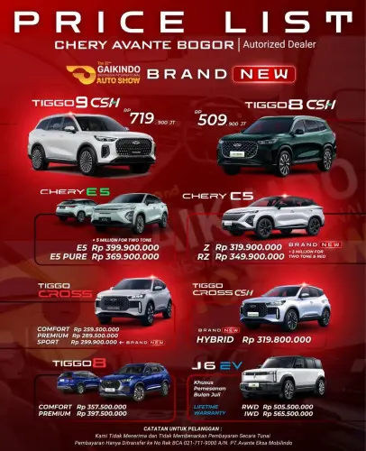 Pricelist Harga Chery ciputattimur 2025